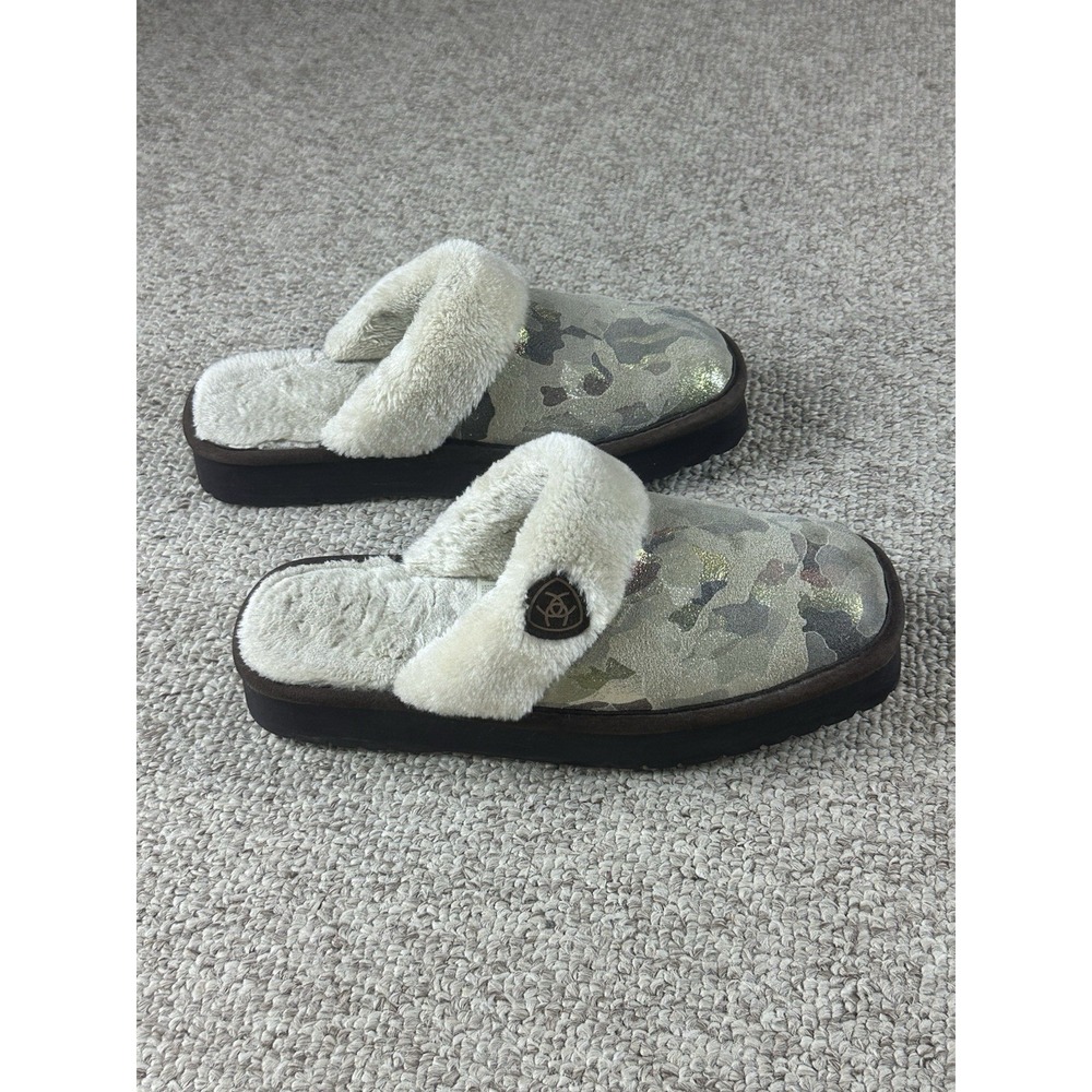 Ariat Jackie Square Toe Stack Exotic Slippers Camo Glitter Women's Size 10